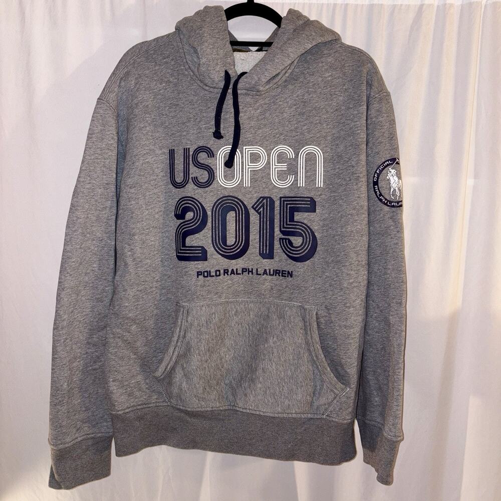 Polo Ralph Lauren Mens Size XL 2015 US OPEN Grey Hoodie Soft And Barely Worn